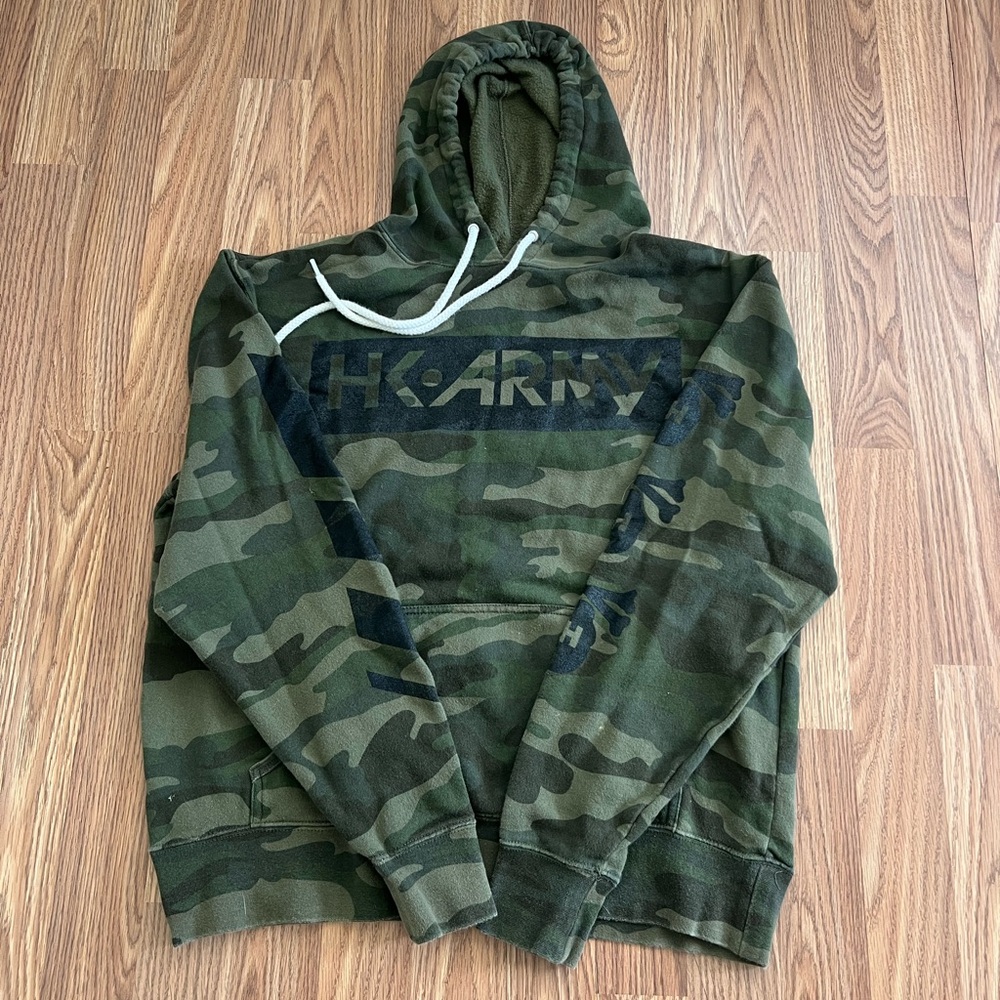 HK Army Camouflage Sweatshirt Green Black Paintball Hunting Hoodie men’s medium